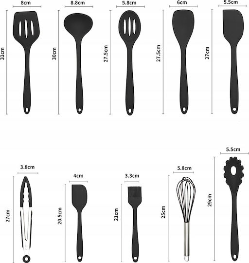 Seturi De Ustensile De Gătit Din Silicon 10 Bucăți Negru