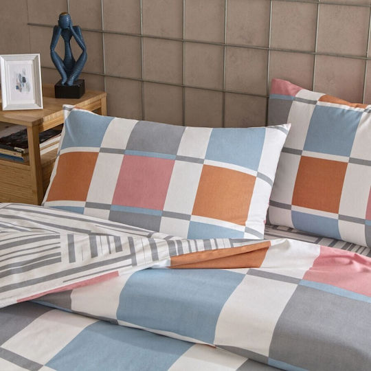 Tac Set Huse Pentru Pilote 100% Bumbac 160x200cm Simplă Cu Față De Pernă & 1 Cearșaf Albastru