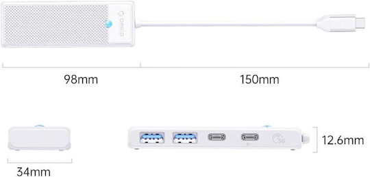 Orico Hub 4 Θυρών με σύνδεση USB-C Λευκό