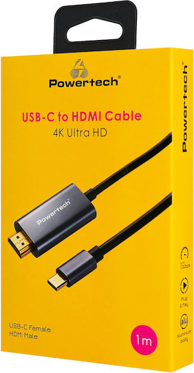 Powertech USB-C мъжки - HDMI мъжки Черен 1m PTR-0209