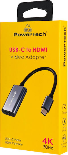 Powertech PTR-0208 Μετατροπέας USB-C male σε HDMI female Γκρι 50τμχ