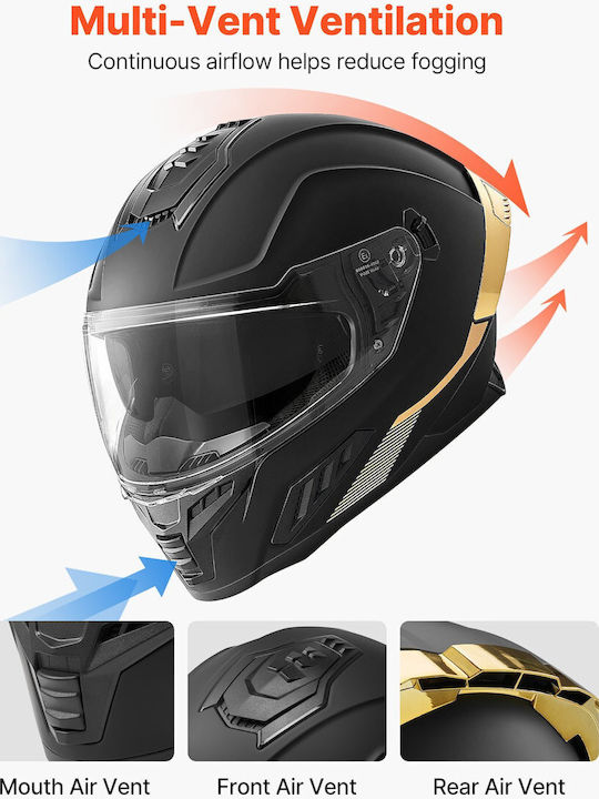 Vevor Motorcycle Helmet Full Face DOT / ECE 22.06 1700gr with Sun Visor