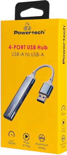 Powertech USB Hub 4 Ports USB 3.0 with USB-A Connection Grey
