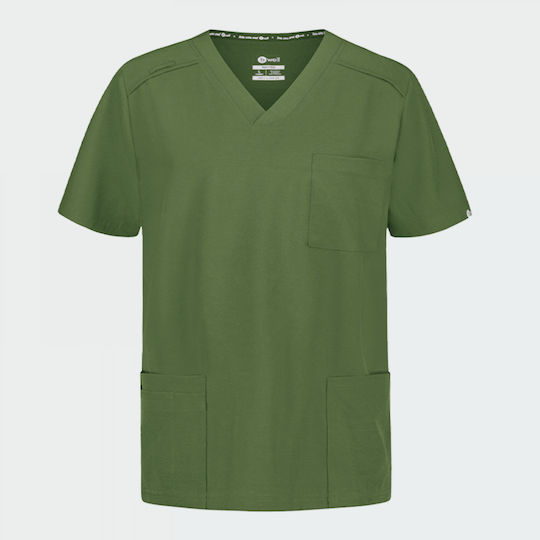 bwell Bărbați Set Pantaloni și Bluza Medicală Verde