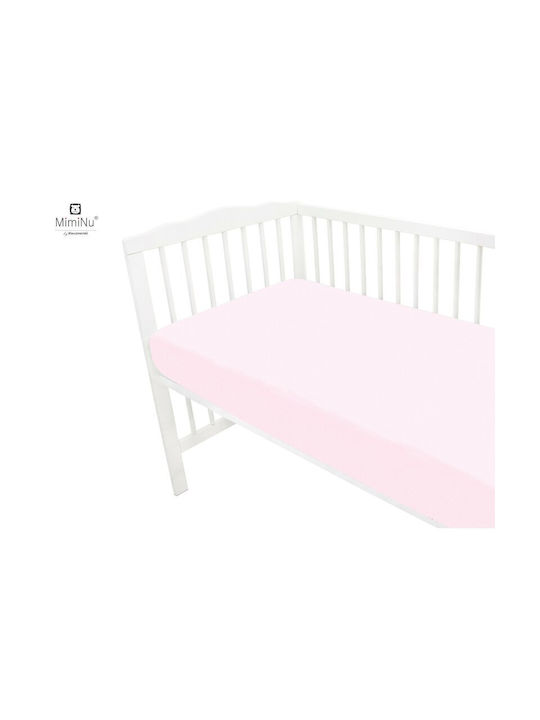 MimiNu Lenjerie De Patut Bebe Pentru Patut Din Flanelă Cu Cauciuc Roz 140x70cm