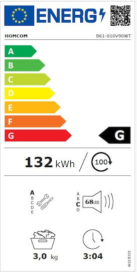 HomCom B61-010V90WT Uscător 3kg cu Pompă de căldură