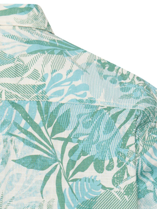 Short Sleeve Cotton Shirt Turquoise