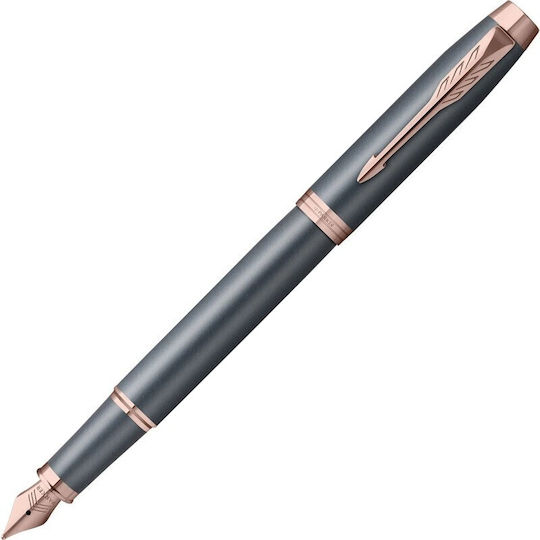 Parker Im Slate Pgt Stilou Medium Roșu Din Alamă Cu Cerneală Albastră