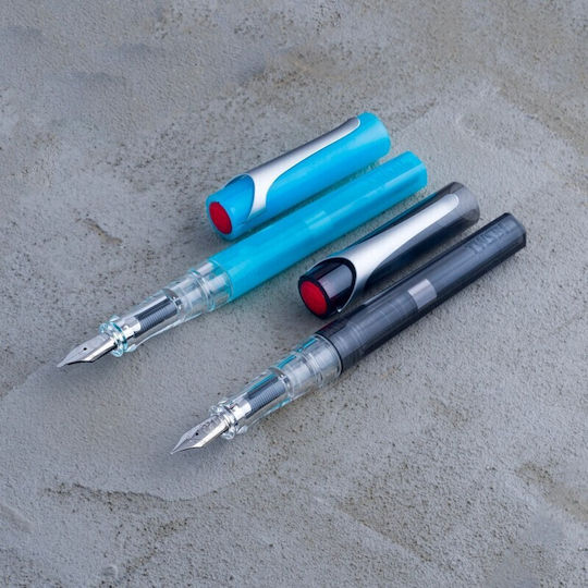 Twsbi Calligraphy Fountain Pen Extra Fine Blue Plastic with Blue Ink