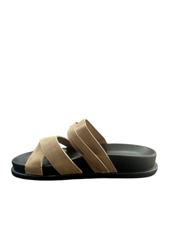 Damen Flache Sandalen Khaki