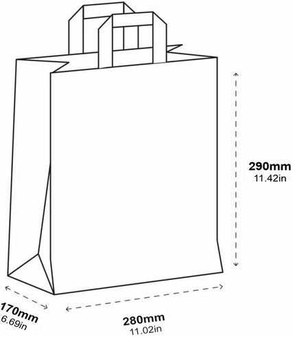 Paper Packaging Bags Brown 28x17x29cm 250pcs