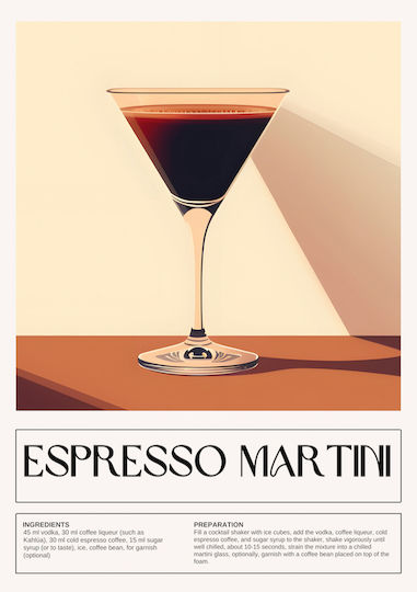 Poster Espresso Martini Cocktail Pst25472 60cm X 90cm Black Wooden Frame