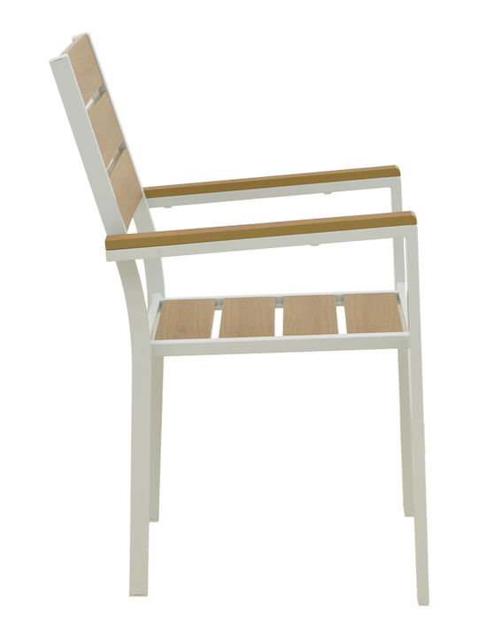 Garten- und Outdoor-Möbelsets Typsatz Speisesaal 7 Stücke Herstellerfarbe Weiß mit Sonnenschirmhalter