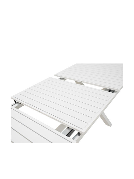 Garten- und Outdoor-Möbelsets Typsatz Speisesaal 7 Stücke Herstellerfarbe Weiß mit Sonnenschirmhalter