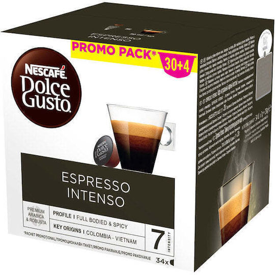 Nescafe Капсули Еспресо Интенсо Съвместими с Машина Dolce Gusto 34 броя