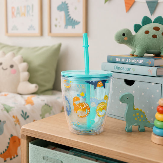 Tpster Glass Water made of Plastic in Color with straw 350ml