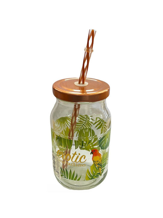 Cerve Exotic Paradise Ποτήρι από Γυαλί με Καλαμάκι 450ml