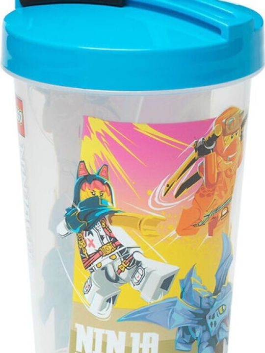LEGO Ninjago Glas Wasser aus Plastik mit Strohhalm 500ml