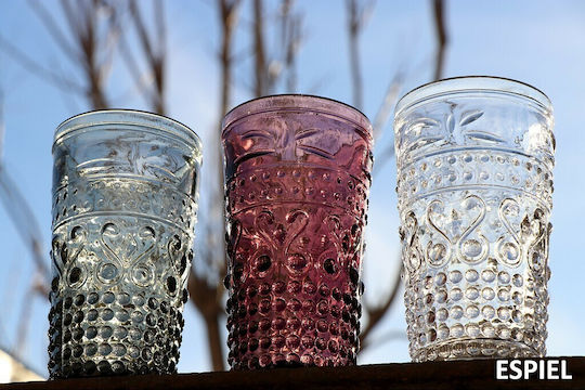 Espiel Oxford Set of Glasses Water made of Glass in Pink Color 6pcs