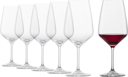 Schott Zwiesel Taste Сет Чаши за Бяло и Червено Вино от Кристално в Червен Цвят На Столчета 650 мл 6 Броя