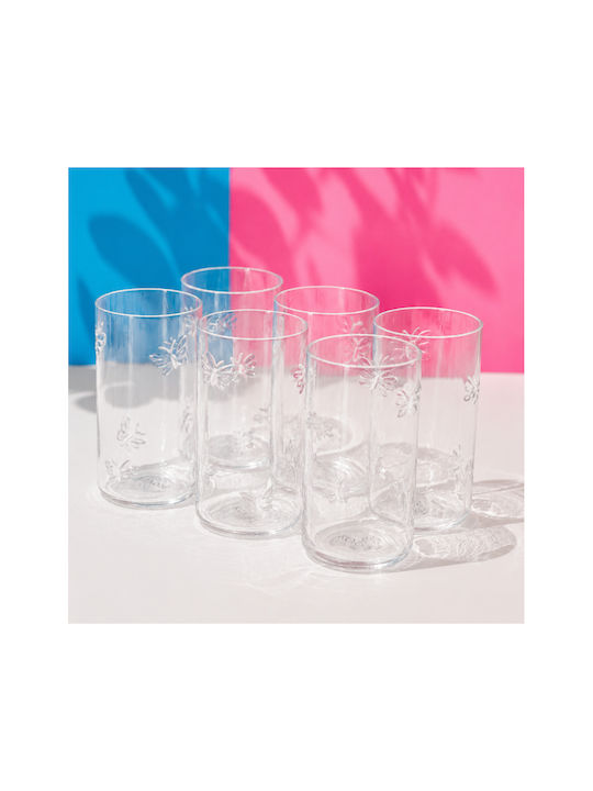 Koart Fiora Water Glass Set in Gold Color 420ml Glass Glasses Water 6 Pieces