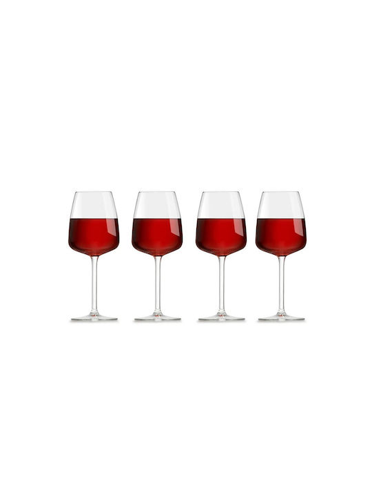 Royal Leerdam Set Glasses for White and Red Wine made of Glass in Red Colour 430ml 4 Pieces
