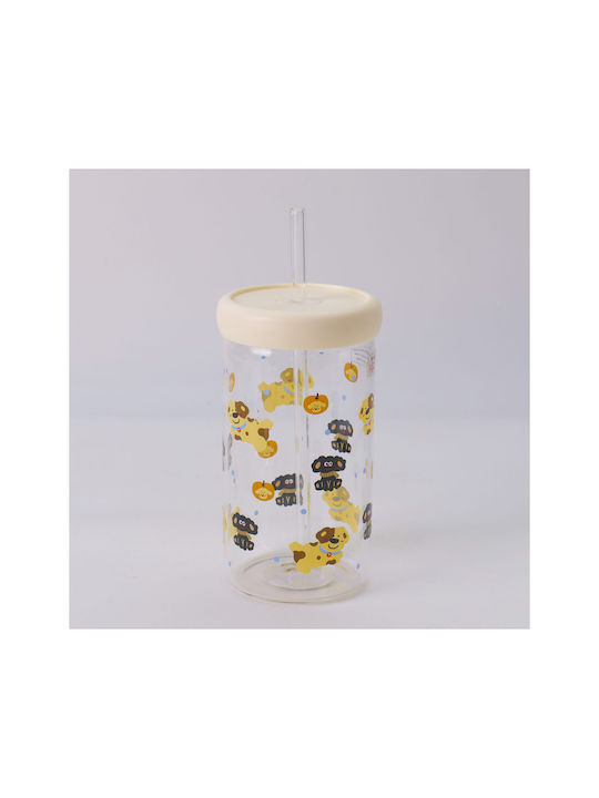 Glas mit Strohhalm 600ml