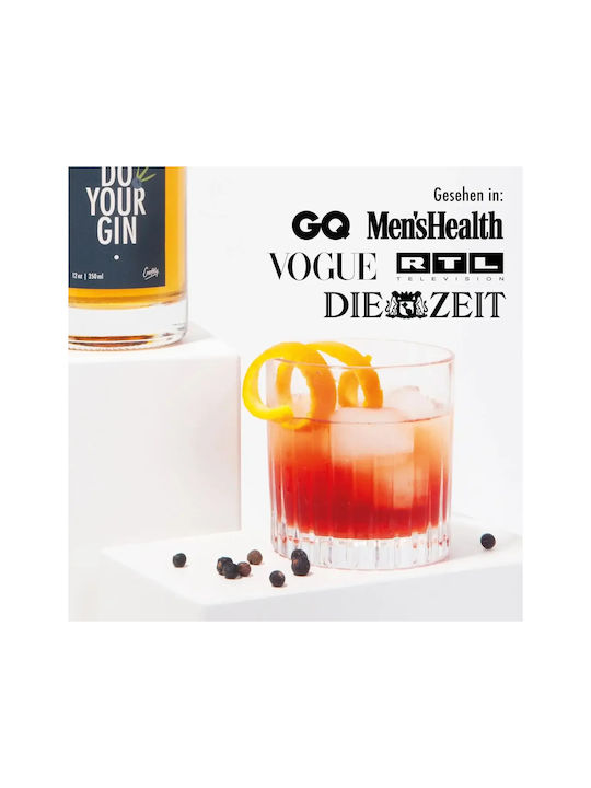 Craftly – Gin Infusion Kit – Δημιουργήστε Δικό Σας Μοναδικό Gin Eu-de-mn-dyg-mfn Ποτήρι Κοκτέιλ/Ποτού / Νερού από Γυαλί σε Πορτοκαλί Χρώμα 700ml
