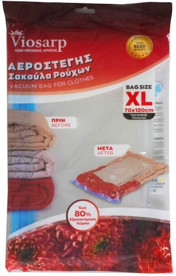 Viosarp Πλαστική Σακούλα Αποθήκευσης Ρούχων Αεροστεγής και με Κενό Αέρος 120x70cm