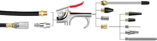Compressed Air Blow Gun Zola 9 Interchangeable Nozzles Standard Connector Cleaning Blowing