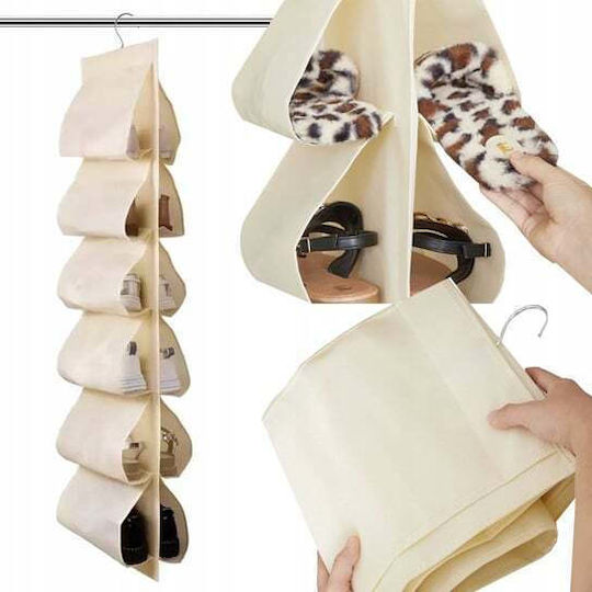 Stoff Aufhängen Kleideraufbewahrung für Schuhe / Taschen in Ecru Farbe 117x32cm