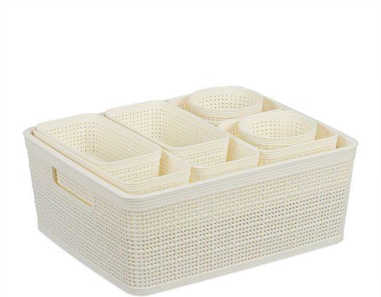 Relaxdays Organizator De Sertare Din Plastic Culoare Albă 13x28.5x35cm 10 Bucăți