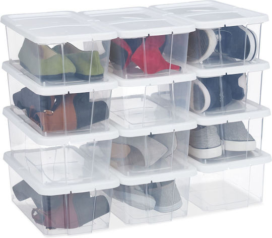 Relaxdays Husă de Depozitare din Plastic Culoare Albă 12.5x34.5x20cm 12 Bucăți