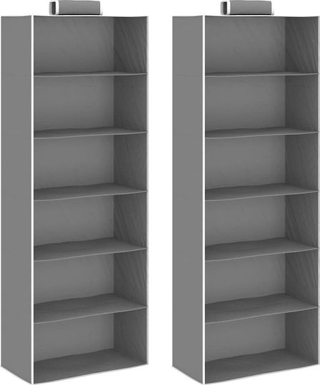 vidaXL Текстилна Висяща Рафт За Дрехи В Сив Цвят 15x30x80см 2 Бройки