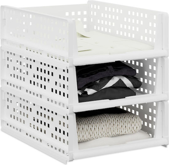 Relaxdays Husă De Depozitare Din Plastic Pentru Haine În Culoare Albă 13x33.5x43.5cm 3 Bucăți