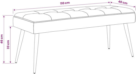 Πάγκος Τραπεζαρίας Βελούδινος Μπλε 110x40x46εκ.