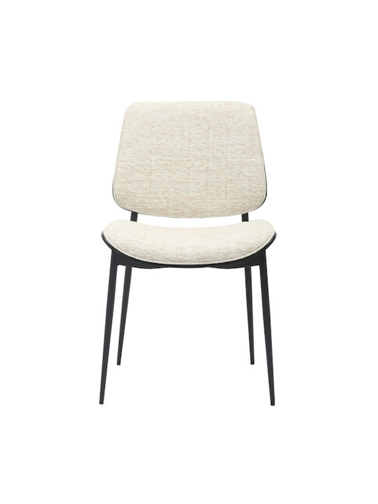 Dining Room Fabric Chair Black, Ecru 48.5x56x82.5cm 2pcs