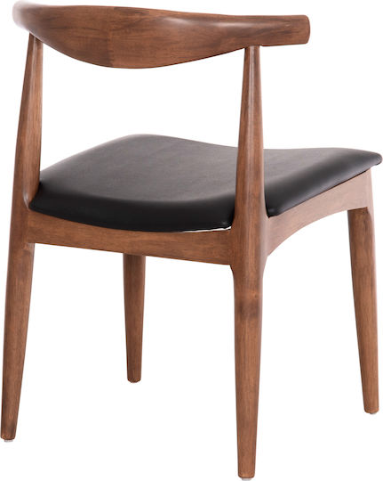 Rubberwood Dining Chairs with Artificial Leather Upholstery Walnut-Black 2pcs 55x51x75cm