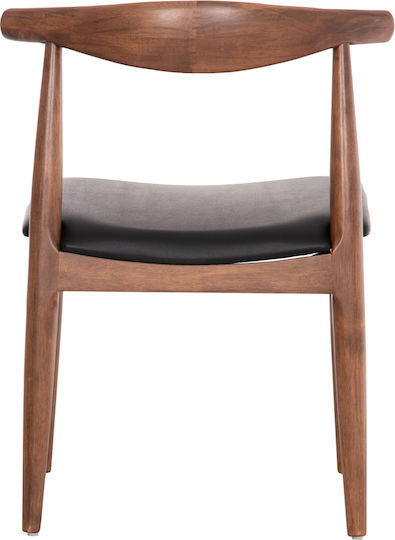 Rubberwood Dining Chairs with Artificial Leather Upholstery Walnut-Black 2pcs 55x51x75cm