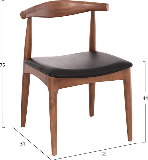 Dining Chairs Rubberwood 55x51x75cm 2pcs Walnut-Black