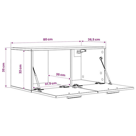 vidaXL Πάγκος χωρίς Νιπτήρα Μ80xΒ36.5xΥ35cm Παλαιωμένο Ξύλο
