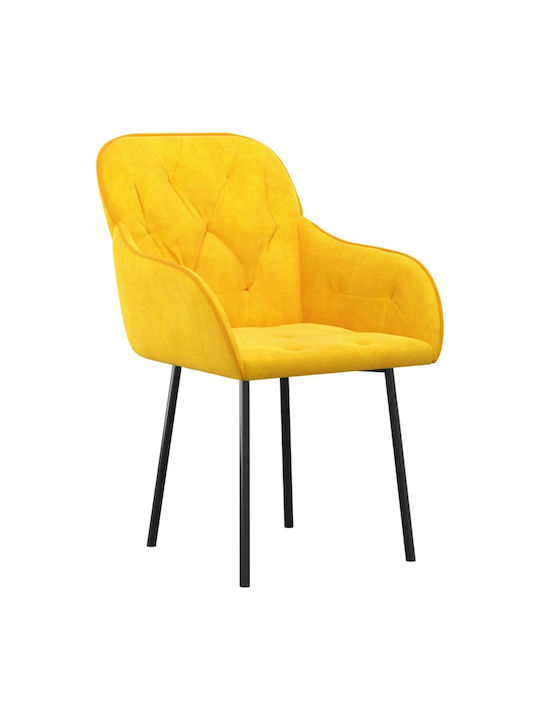 Dining Room Velvet Armchair Yellow 57x61x80cm 2pcs