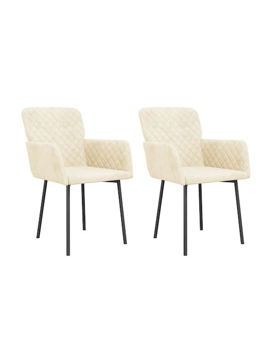 Dining Room Velvet Armchair Κρεμ 51.5x61x78.5cm 2pcs