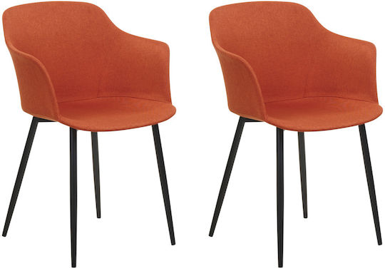 Dining Chair Set 2 Fabric Orange Elim Dining Chair Set 2 Fabric Orange Elim