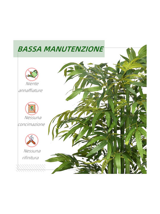 Homcom Artificial Bamboo Realistic Appearance Pot Indoor Space 180 Cm Green Black