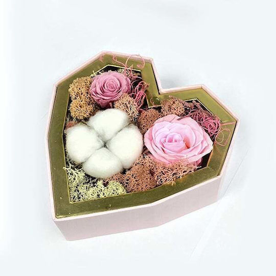 Aranjament Floral Special 5 Flori Criogenate Pe Un Pat De Mușchi Creț Stabilizat Licheni Naturali