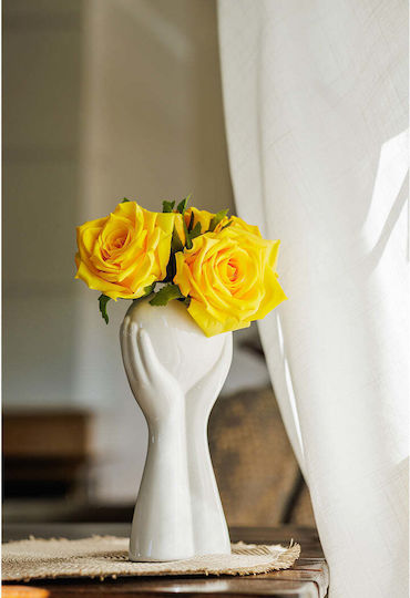 Koart Rosetta Yellow Artificial Bouquet Roses Real Touch 21 Cm 6 Pieces