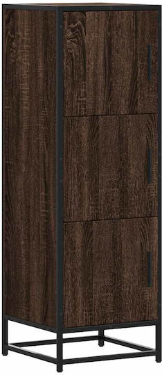 Wall Living Room Display Cabinet Made of Wood & Metal with Windowed Brown 35.5x35x106.5cm