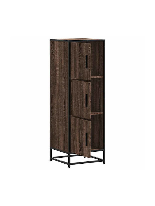 Wand Wohnzimmer Vitrine aus Holz & Metall mit Verglastem Braunen 35.5x35x106.5cm