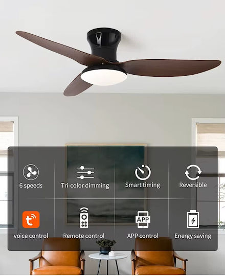 Home Lighting Таванен вентилатор 100см с осветление Черен